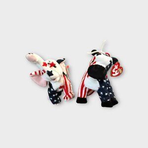 Ty Beanie Babies Patriotic Pair – “Righty” the Elephant & “Lefty” the Donkey (20